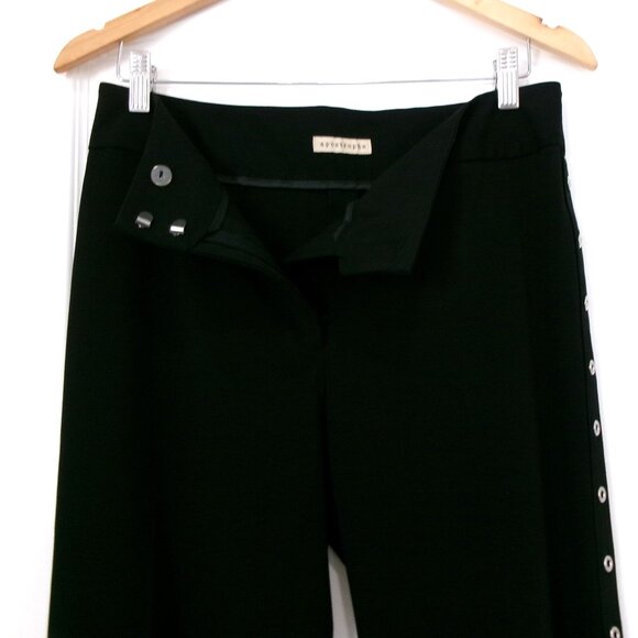 Apostrophe Black Rivet Straight Leg Pants Mid Rise 8 /6 Stretch Dress Pants - Picture 7 of 13